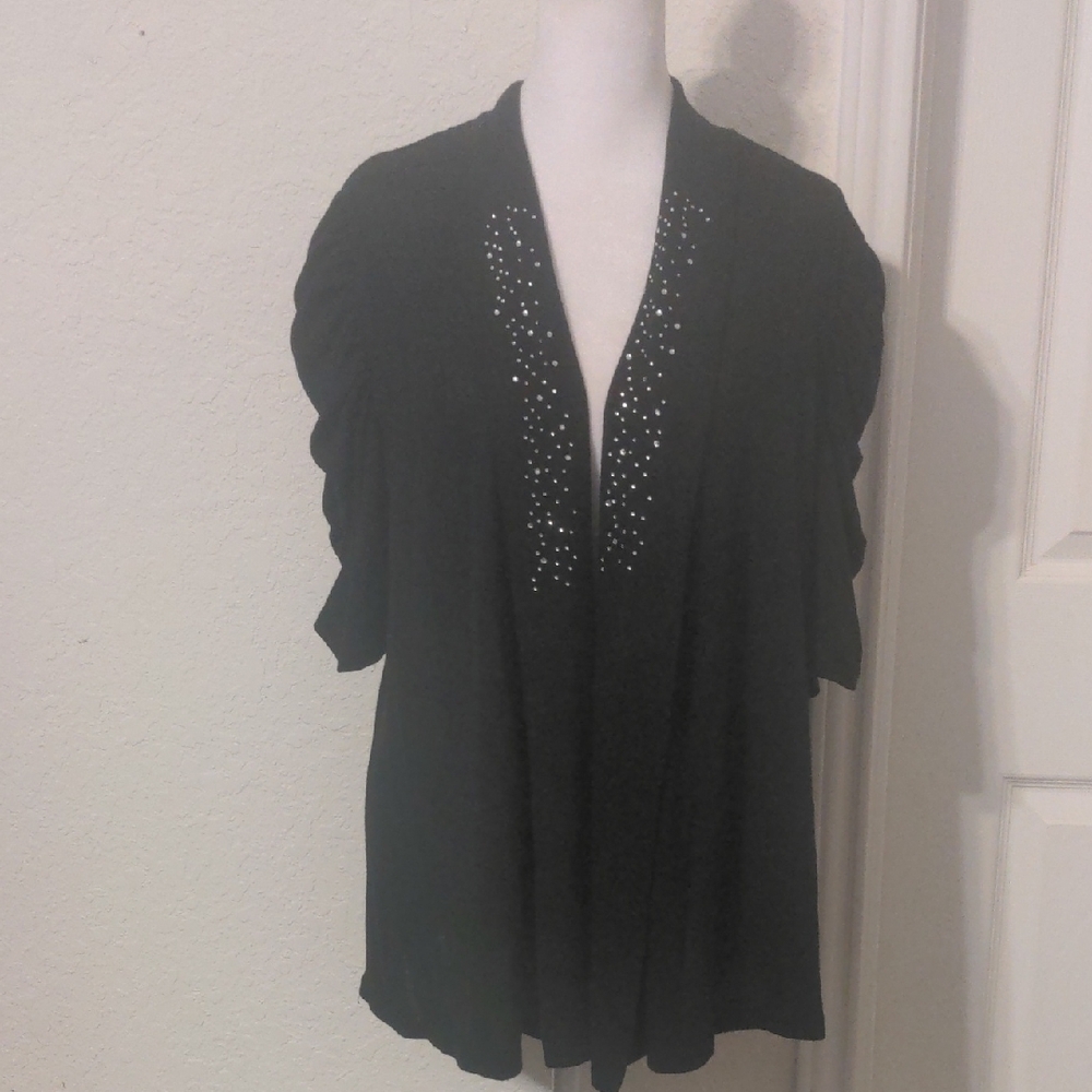 Jason Maxwell Black Open Cardigan with Rhinestone Accents. Size XLP